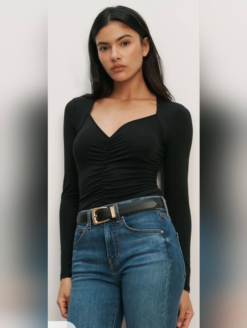 Veronica Beard SEALED! NWT! The Salem Ruched Long Sleeve Shirt in Black. Sz Sm.